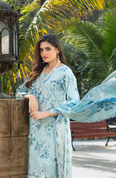 3-PC Unstitched Digital Embroidered Lawn By Tawakkal Fabrics | D-1242